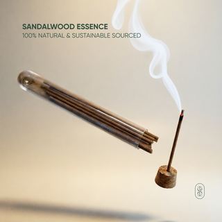 Sandalwood essence incense stick with smoke on a neutral background